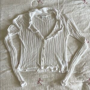 Cream Ribbed Cardigan